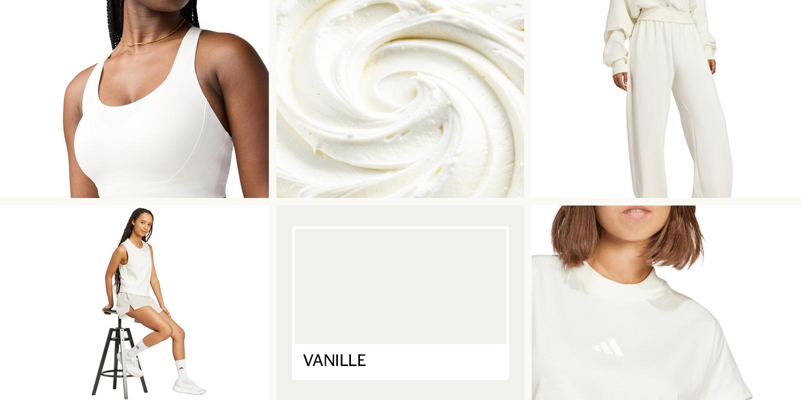 Vêtements d’entrainement pour femmes en blanc vanille